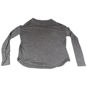Vince Women S Gray Marl Long Sleeve Pocket Tee Drop Shoulder Knit Pullover Shirt
